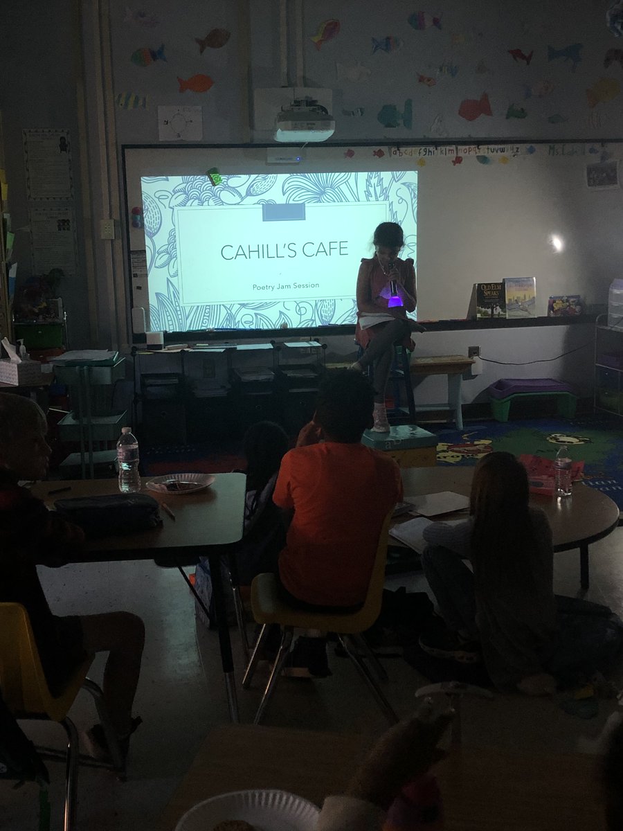 Open Mic Night at Ms. Cahill's Café! Students performed their poems for the class to finish off our poetry unit. I am SO impressed by their creativity and emotion shown in their poems!