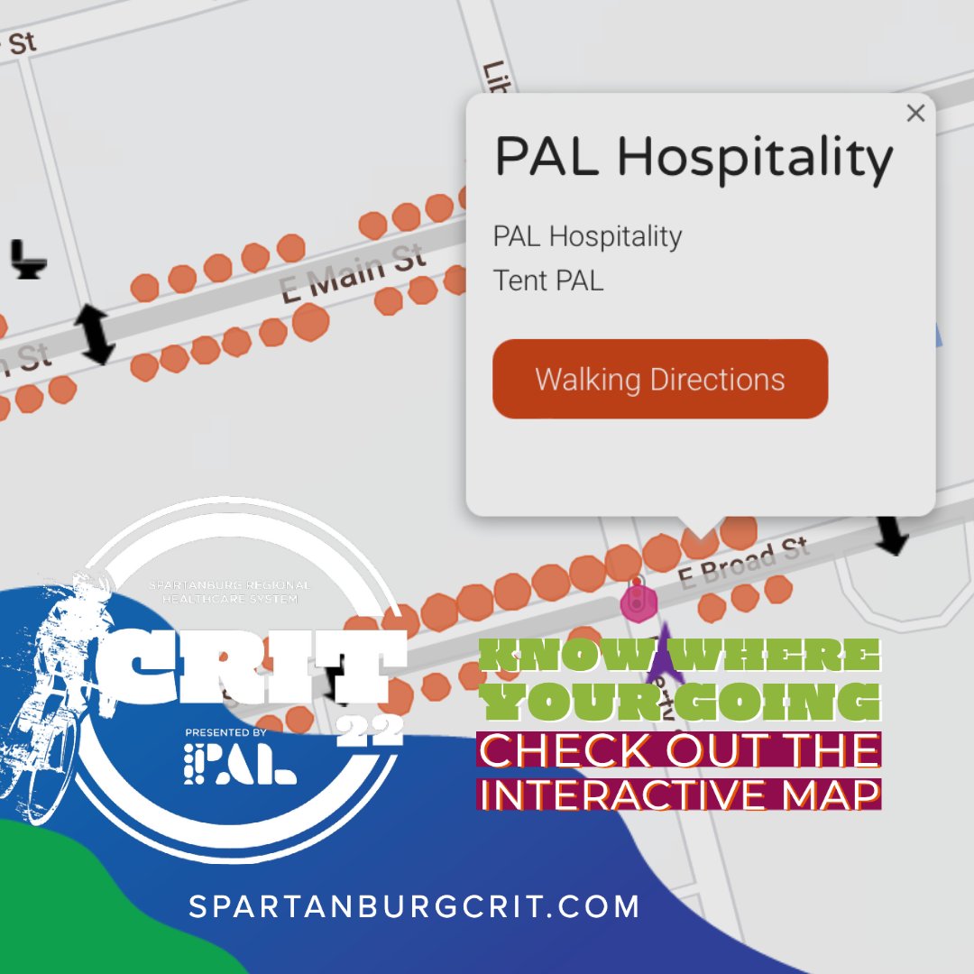palspartanburg's tweet photo. We're just ONE WEEK away from the #fastestnight in Spartanburg! The first race of the @SptbgRegional CRIT starts at 3:15, the Kids Ride is at 5pm, & the final race begins at 7:50pm. Our new interactive map will help you locate your tent at https://t.co/uCtCK9gbBO. #PALSpartanburg https://t.co/q3AA9lUwgl