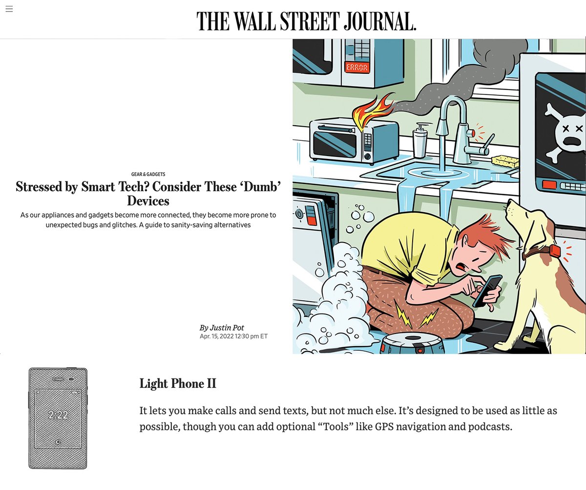 thelightphone's tweet photo. Thanks for featuring the Light Phone II @WSJ ✌️ 

"Stressed by Smart Tech? Consider These 'Dumb' Devices"
👉https://t.co/MeaDY1KQOl https://t.co/QjQVKUAasv