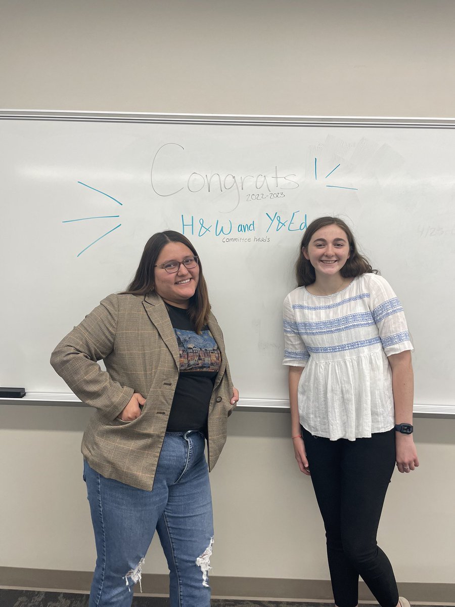 Congratulations to our newly elected 2022-2023 Health and Wellness Committee Head Gigi and Youth and Education Committee Head Kayla! We are continuing elections next week.