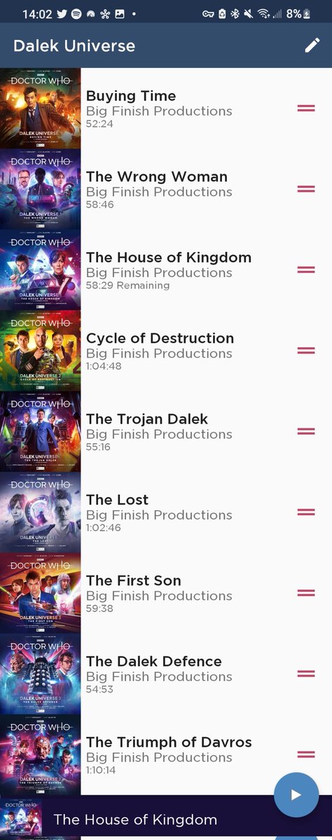 TheMetalWhovian's tweet photo. Lunch time! Continuing my relisten of #DalekUniverse with "The House of Kingdom". Anyone listening to anything today? #DoctorWho #BigFinish #10thDoctor #AnyaKingdom #MarkSeven https://t.co/joBsOBMxNO