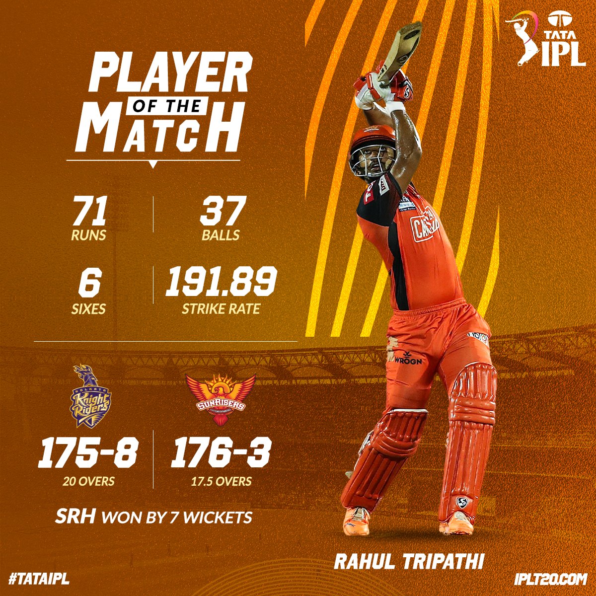 Sunrisers Hyderabad defeated Kolkata Knight Riders by 7 wickets