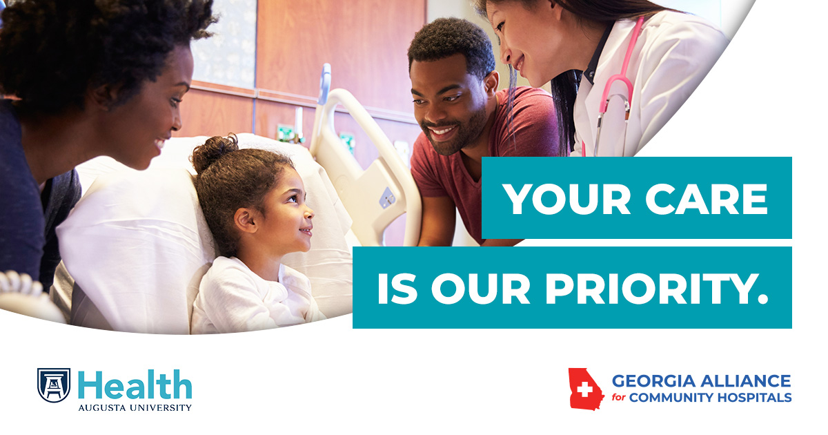 Georgia’s community hospitals are locally owned, operated, and built to serve you and your health care needs. Your health care is our top priority, and we plan to keep it that way. Sign up to show your support for our community hospitals today! bit.ly/3pxQeHS