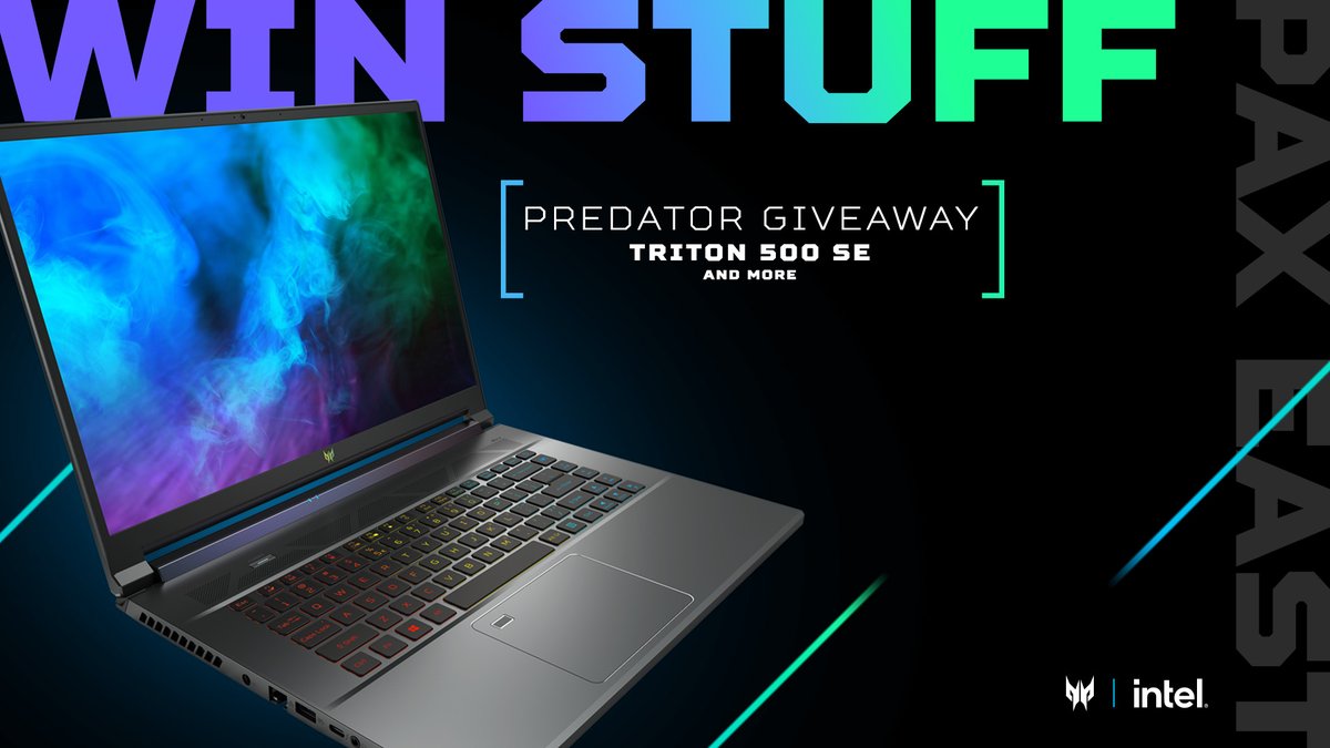 Predator_USA's tweet photo. Can’t make it to #PAXEast this year? We still want to hook you up, so we’re giving a lucky winner a #Triton500SE and exclusive Predator Gaming and @Intel merch! 

To enter: 
- Follow us 
- Share this post using #PredatorPAX 

T&amp;Cs: https://t.co/cZW4aspVDk https://t.co/0aNzr2HvzG