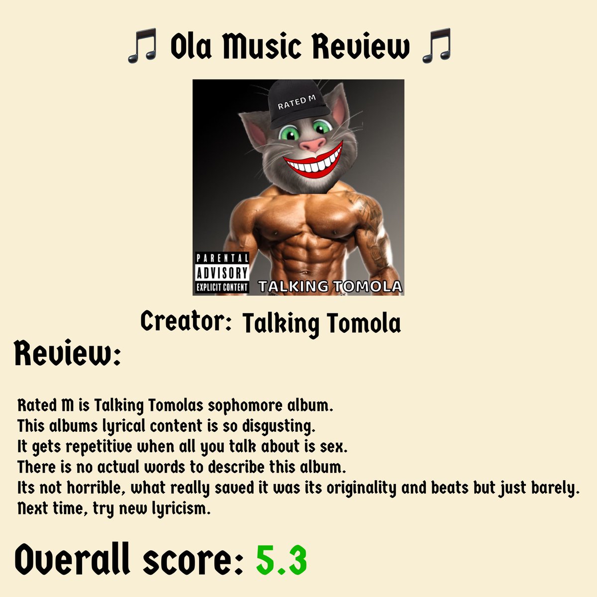 OlaMusicReview's tweet photo. Rated M: Talking Tomola https://t.co/qCWv8pufVu