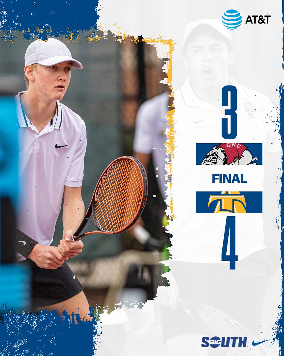 NCATAGGIES's tweet photo. Final: Ian Pedersen clinched the match for @NCATMTennis 4-3 in the first round of the @BigSouthSports Tournament in Boiling Springs, N.C.

The six-seeded Aggies advanced to the semifinals Friday to face No. 2 Radford at noon in Charlotte, N.C. https://t.co/M7gJQ9Q4Pd