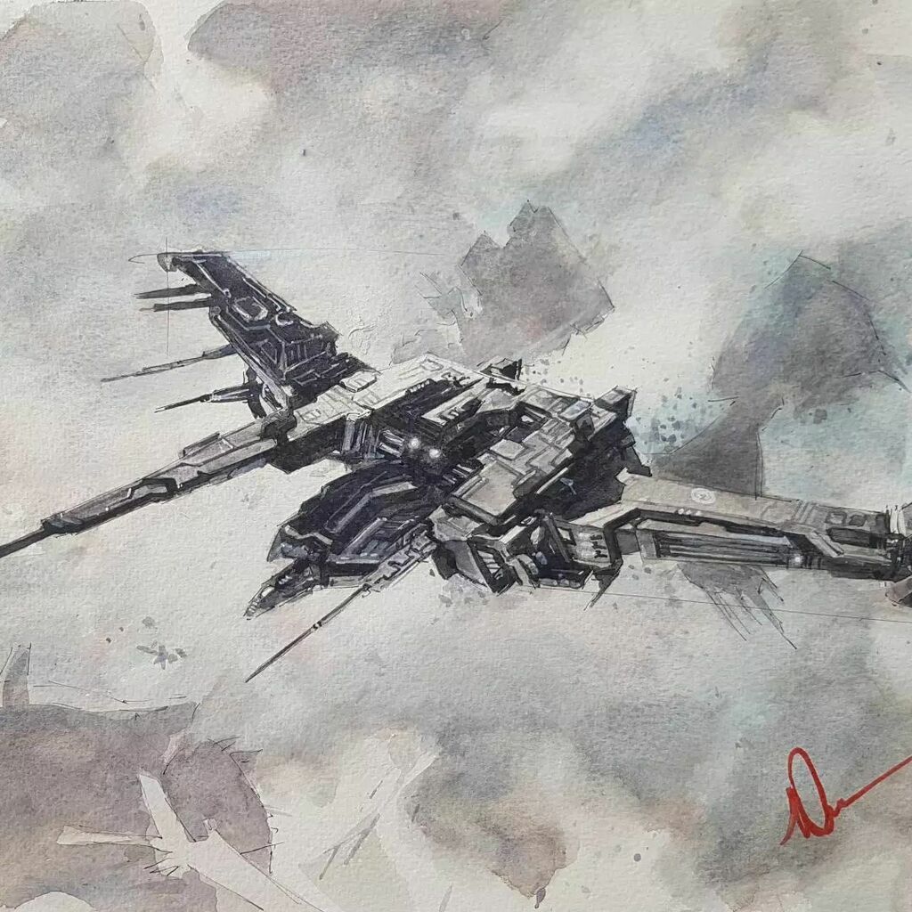 Lloyd_George_23's tweet photo. The Raven
Battleship from #EveOnline in #watercolour
.
#tweetfleet #scifiartwork #scifiart #dailyscifi #shipsofeve #raven #eveisbeautiful #scifigame #fanart #spaceship https://t.co/NX9BqQW6M0 https://t.co/FOULI43rV2