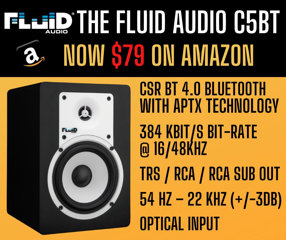 Fluid Audio C5BT: Bluetooth Active Studio Monitor, aptX, TRS, Op 並行輸入品 Fluid Audio C5BT Monitors \u2013 Wireless Sound, Pro Features!
