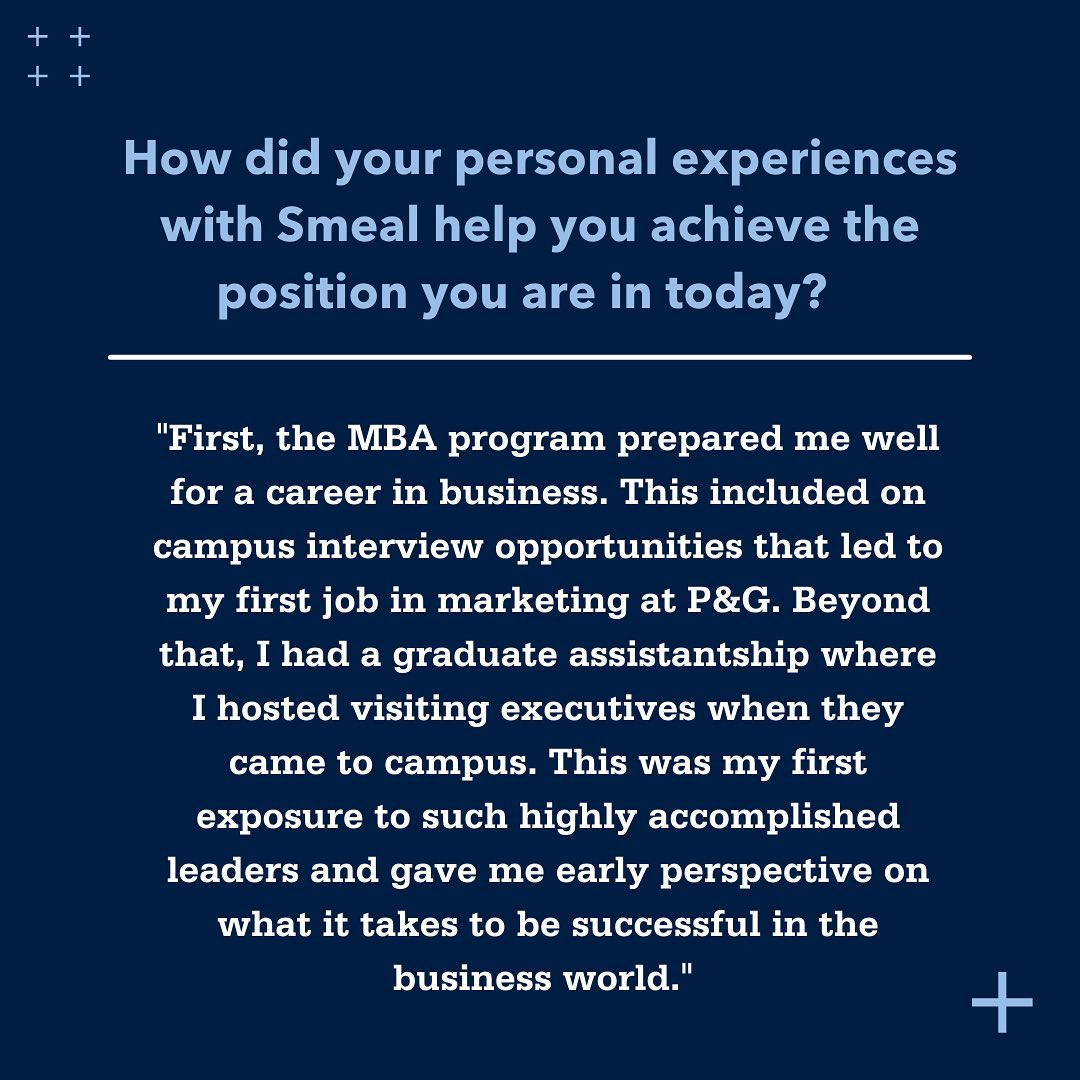 Barb Bridendolph, CEO of Crenshaw Associates  and #SmealMBA ’82, is dedicated!

Learn more about Bridendolph, her role as Alumni Advisor, and the beneficial relationship students enjoy with our #SmealBusinessPartners.