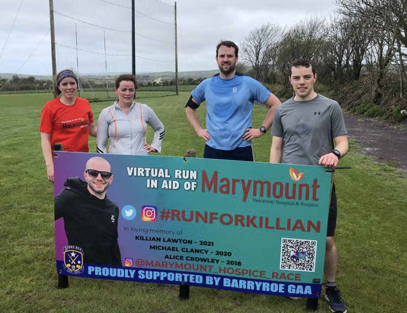 BarryroeGAAClub's tweet photo. Well done to the Lawton family members @noralawton Barry and Eimear and cousin @carrolltimmy on their 10k run from Dunworley to Courtmac today as part of the weekend’s Marymount fundraiser. Great going guys 💪🏻. Killian would be proud. 👍🏻 #runforkillian #marymount_hospice_race https://t.co/pp8RfbjjKz