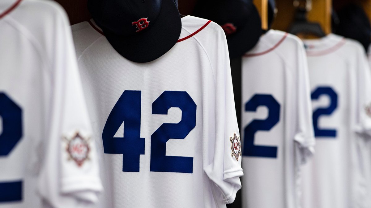 RedSox's tweet photo. On this date 75 years ago, Jackie Robinson made his historic MLB debut.

Today we all wear #Jackie42. https://t.co/agDLc7SPVr