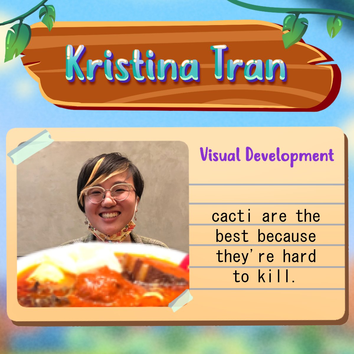 PlanturiGame's tweet photo. 🌵Kristina Tran (Krispy): VisDev Artist

🌵Pursuing environment design &amp; she has a love for drawing clutter!
 
🌵Loves rock climbing &amp; cactuses!
 
🌵Joined Planturi purely bc of the mix of plants and video games!

🌵Find her art here @krispinii! https://t.co/hkNKDtLYLa