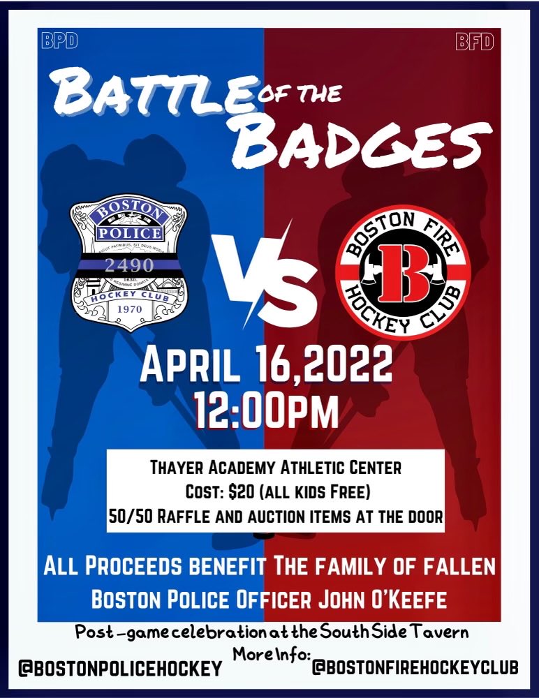 BostonFire's tweet photo. Come out tomorrow to support a great cause, all proceeds benefit the family of fallen Boston Police Officer John O’Keefe. ⁦@bostonpolice⁩ @ https://t.co/XMJdoavhZJ