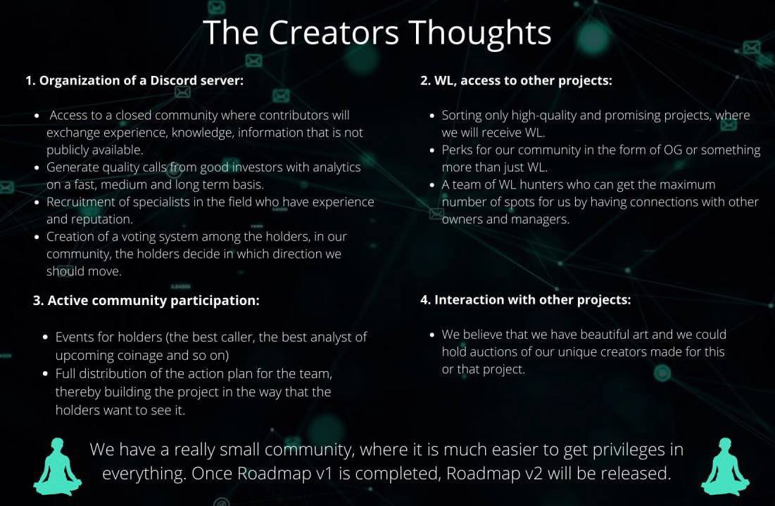 thecreatorssnft's tweet image. We are pleased to present you our new roadmap v1. We have been involved in more than 70 projects so far, we are holding permanent events among our holders and will create step by step further
