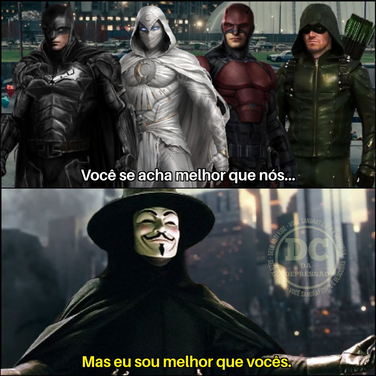 Dc_da_depressao's tweet photo. Quando o assunto é ser o melhor vigilante mascarado https://t.co/duyM5dJlBZ