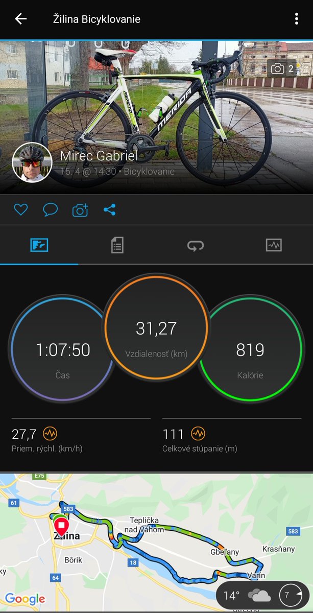 MirecGabriel's tweet photo. Dojazd v daždi...#garmin #BeatYesterday #meridareacto #meridabike #roadbike #bicycle #velo #fenix5x #garminfitness https://t.co/rzbay2NAN3