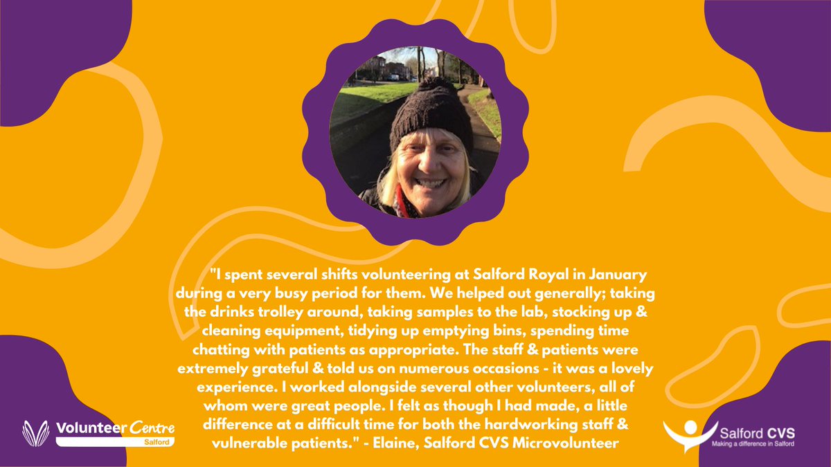 VCSalford1's tweet photo. Here's what Elaine had to tell us about her time as a #microvolunteer at Salford Royal A&amp;E!

#MicroDay https://t.co/mYcHZNTow8