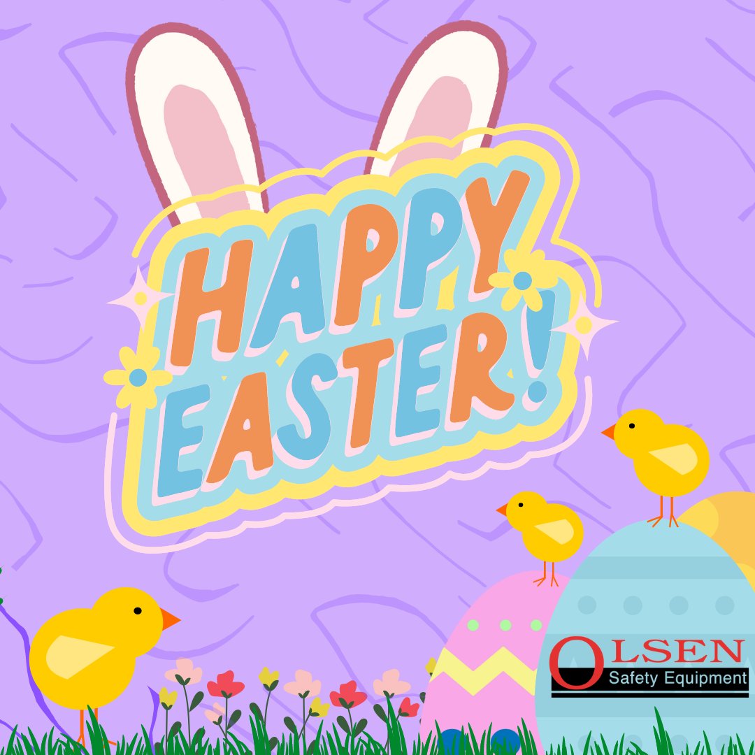 OlsenSafety's tweet photo. Hoppy Easter from Olsen Safety!🐇🌼We hope everyone has an egg-cellent holiday weekend all while staying safe! 🥚🐤
.
.
#HappyEaster2022 #HoppyEaster #Egghunt #EasterBunny #EasterBaskets #Chicks #HolidayWeekend #Love #Joy #EasterSunday #YourSafetyIsOurBusiness #Olsensafety https://t.co/5UKvlbESGP