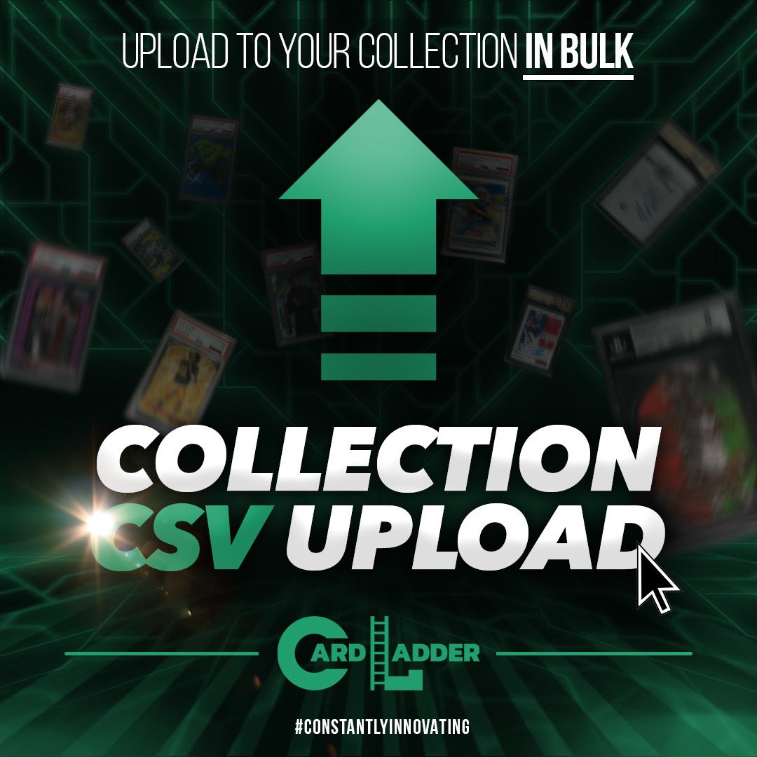CardLadder's tweet image. :// Generate —&amp;gt; #CardLadder #ConstantlyInnovating

Save time adding cards to your collection using our new CSV Upload method.

CardLadder.com