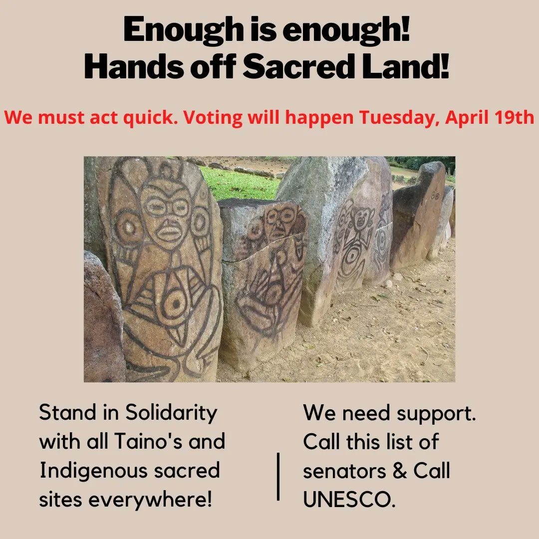 YamayeG's tweet photo. Yamaye Taino stand United as indigenous peoples against the privatization and transfer of ownership of the Caguana Ceremonial Center to the municipality of Utuado. Vote no on RCS45! #PuertoRico #IndigenousPeoples #taino https://t.co/KXZ38oAbHa