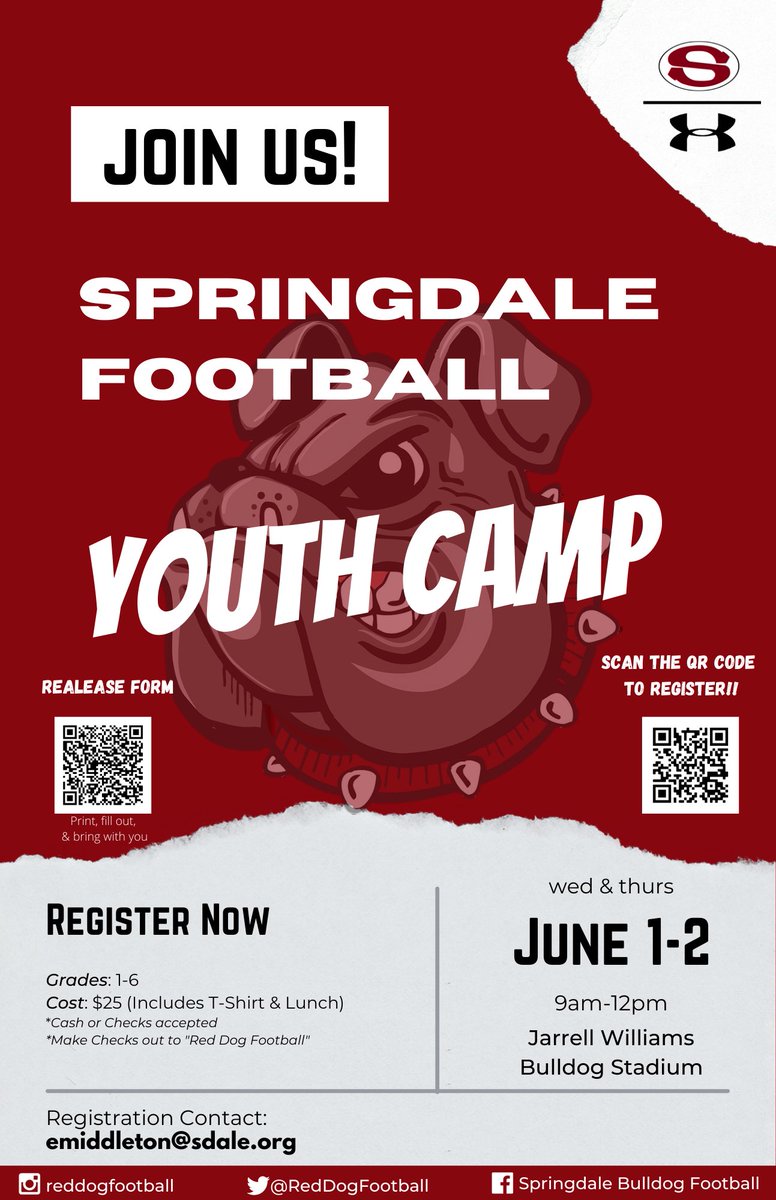 RedDogFootball's tweet photo. Youth camp! Registration link in bio. https://t.co/2jfcYnaqfF