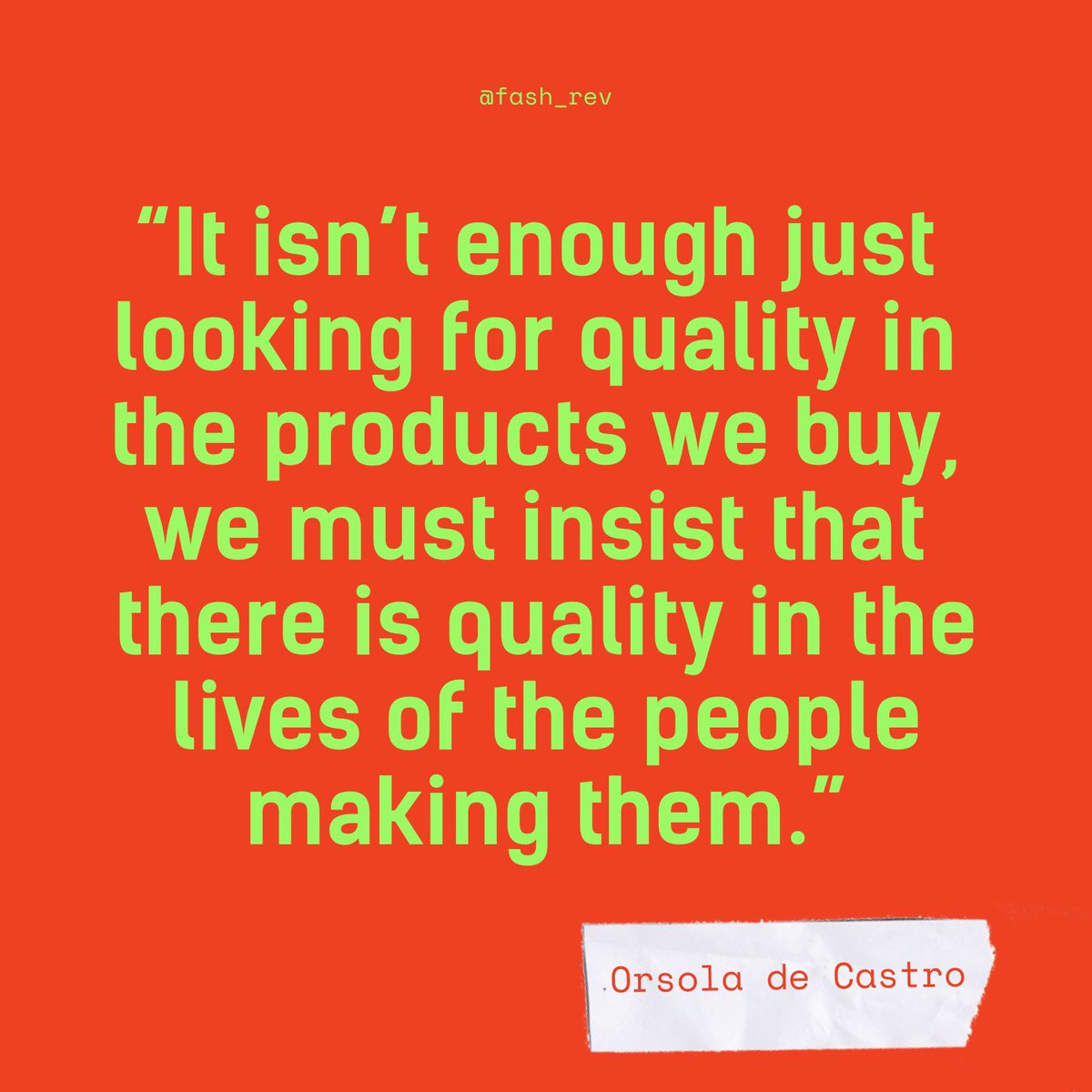Well said, @orsoladecastro. 💚🤝🌏

#moneyfashionpower 
#fashionrevolution 
#fashionrevolutionweek 
#fashionrevolutionchina