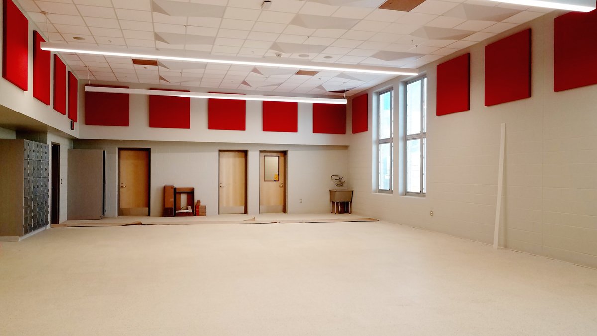 The band room @ Firelands High School is one of the many spaces taking shape in the new 106,000 sf building as we excitedly move closer to the August ribbon cutting ✂️