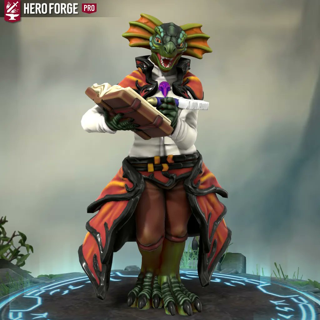 SapphySkies's tweet photo. #HeroForge #HeroForgeMiniatures #Miniatures #Miniature #OC #Dinosaur #Dilophosaurus #Adventurers #Book #Hawk #Adventure https://t.co/IWByGRnKtn