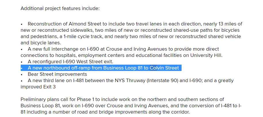 MoBreezy213's tweet photo. Let's goo! Selfishlessly hype about a small detail that many people probably don't care about. 

But the way we getting a Colvin exit on 81 N is a huge deal for me, who lives on Colvin. 

#81FEIS #CommunityGrid https://t.co/PiHksF1lSU