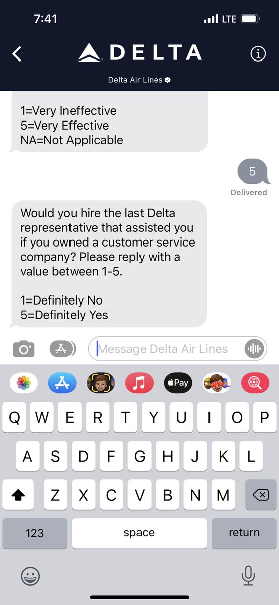 KMOakes's tweet photo. Just cancelled a flight on @Delta via text. It went great - just a few minutes. At the end I answered a few satisfaction q’s…then they hit me with this. Uhm, I think I’d need to know a little bit more about the person? #weirdquestion https://t.co/58siCEQjS5
