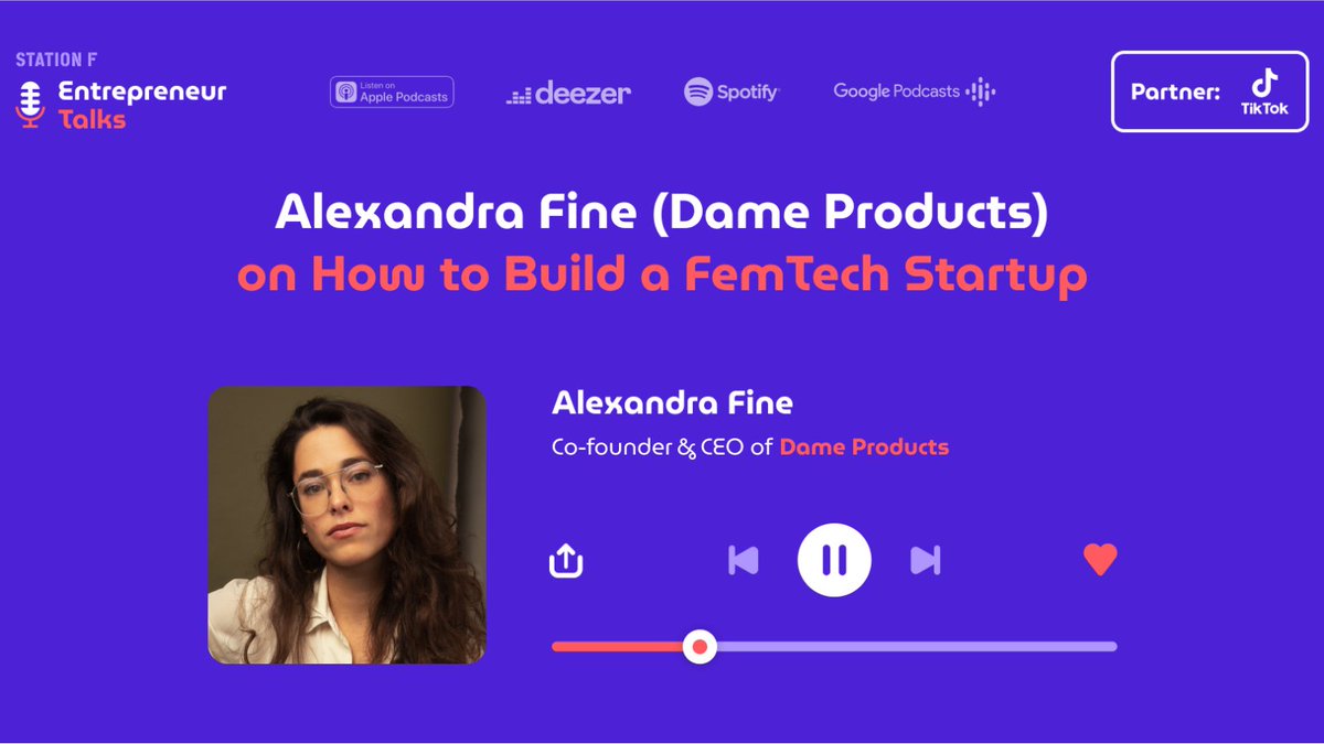 joinstationf's tweet image. 💥 STATION F is back with a new podcast: Entrepreneur Talks 💥

For this first episode, we talk about FemTech with @afinehuman, founder of @DameProducts and Elin Øyre &amp;amp; Andrea Olsson, founders of Bumpy, part of STATION F’s #FemTechProgram 🔥

Listen now 🎧
stationf.co/news/entrepren…