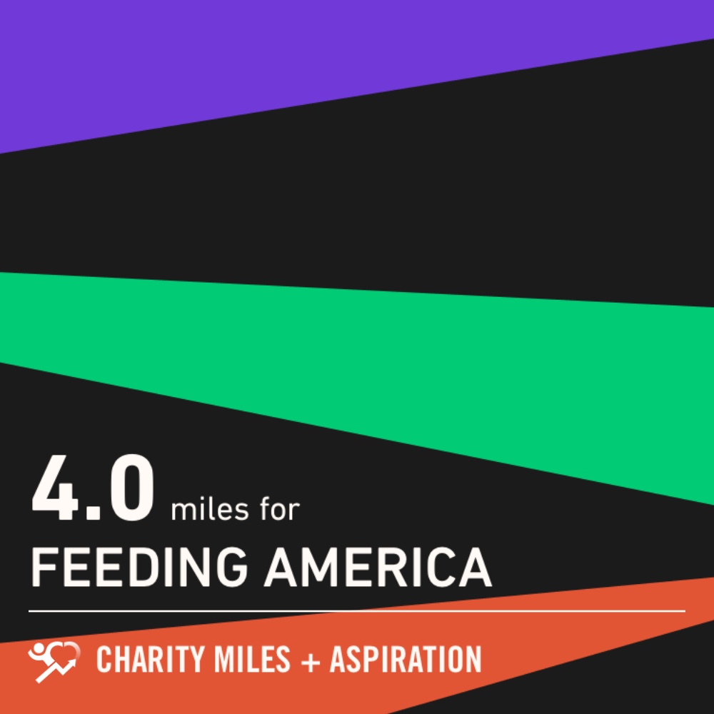 katieaparker's tweet photo. 4.0 @CharityMiles for @FeedingAmerica. https://t.co/Jc4GefVRqC