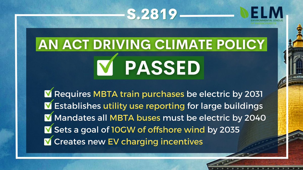 EnviroLeagueMA's tweet photo. Climate change requires a whole-of-economy decarbonization. This Senate bill targets each sector and will help to close the gap to reach our near- and long-term goals.
Thank you @KarenSpilka, @SenRodrigues, @BarrettSenate, @cindycreem for your leadership.
#NetZeroMA #MApoli https://t.co/hoG2F6TT7c
