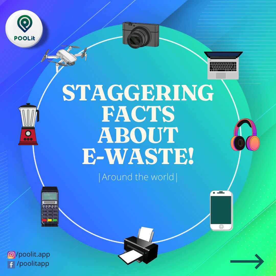 POOLitApp's tweet photo. E-waste is described as discarded electronic devices. The substances commonly found in e-waste include lead, cadmium &amp; mercury which are extremely hazardous to our health. 

#secondhanditems #scraps #ewaste #ewastemanagement #recyclingwaste #electronicitems #facts #stopwastage https://t.co/QEzNU3mnKU
