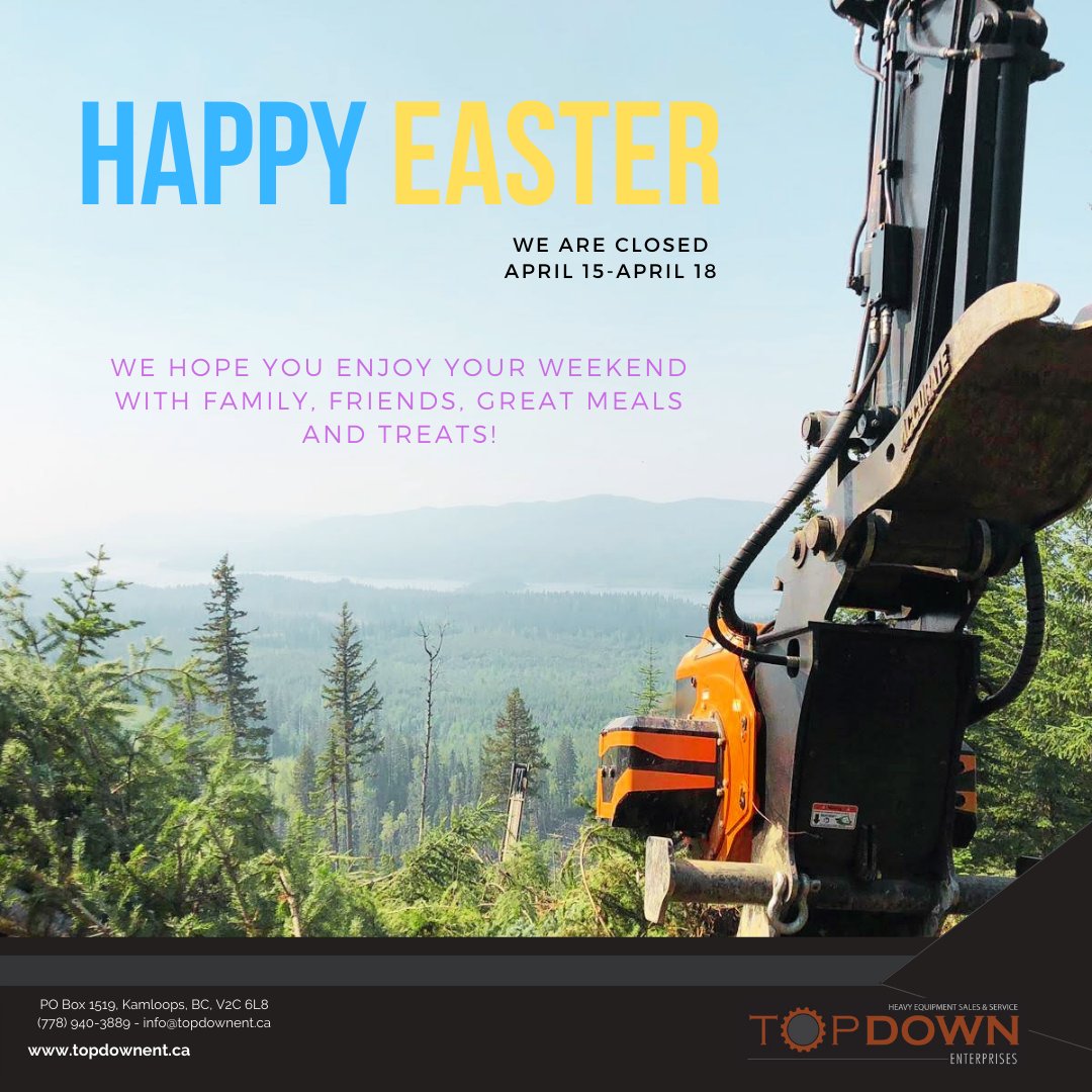 TopDownEnterpri's tweet photo. Wishing you a Happy Easter! 
We are looking forward to spending time with our kids and enjoying the pleasures life has to offer us. We hope you have the opportunity to do so as well!
#topdownenterprises #smallbusiness #kamloops https://t.co/SZdNlf3m43