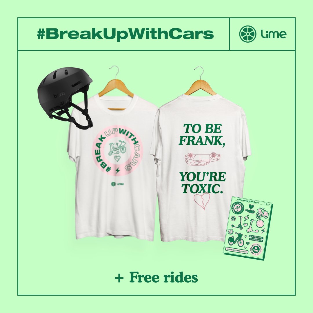 limebike's tweet photo. Our giveaway is still open! Take the pledge to #BreakUpWithCars https://t.co/S0XpAtAajB for your chance to win up to $3500 in ride credits!
(Only available in the US, UK and Germany) https://t.co/QJBjHhdaLE