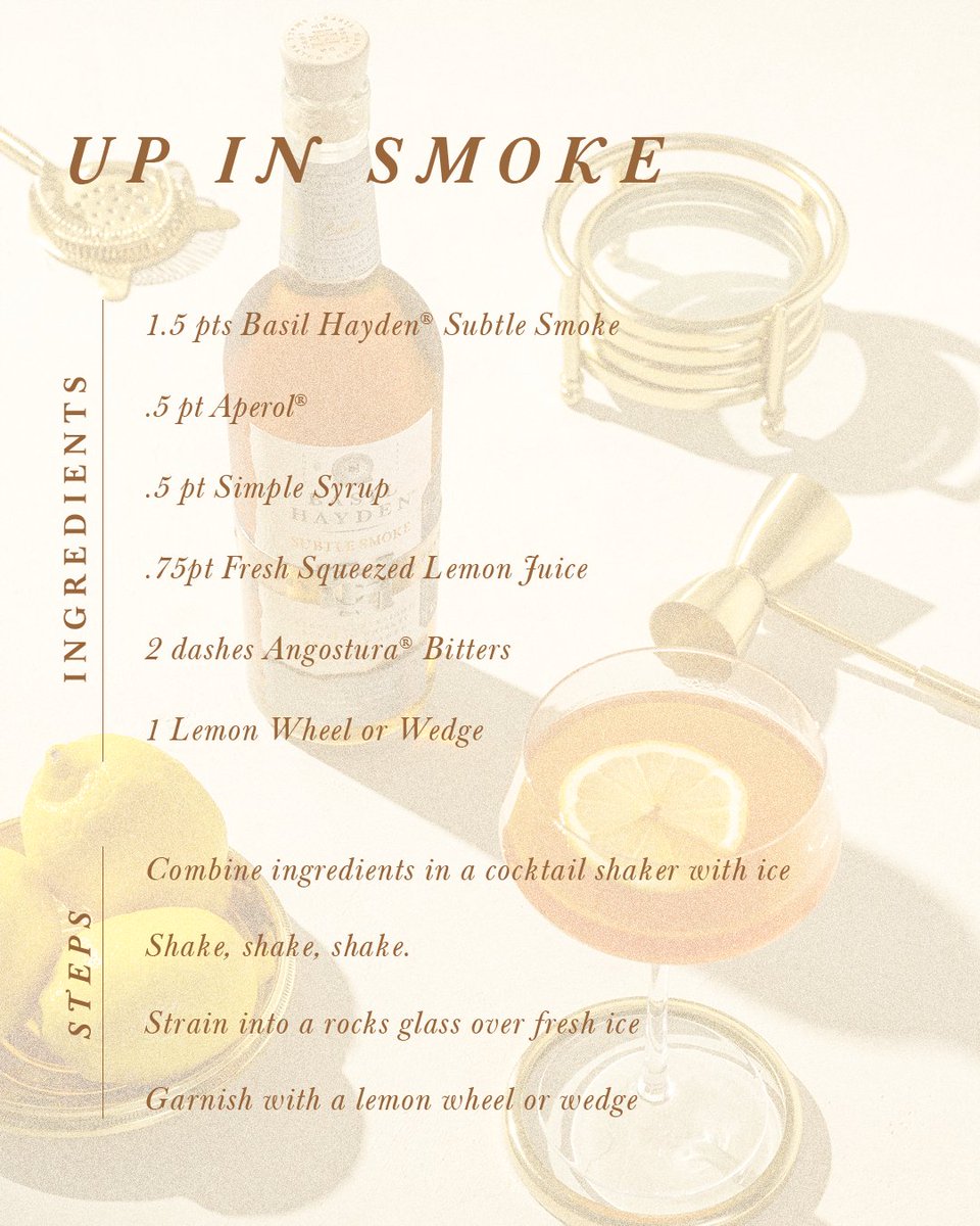 POV: You just got a bottle of Subtle Smoke &amp; are trying our new Up In Smoke cocktail. 😎 Cheers! #BasilHayden
