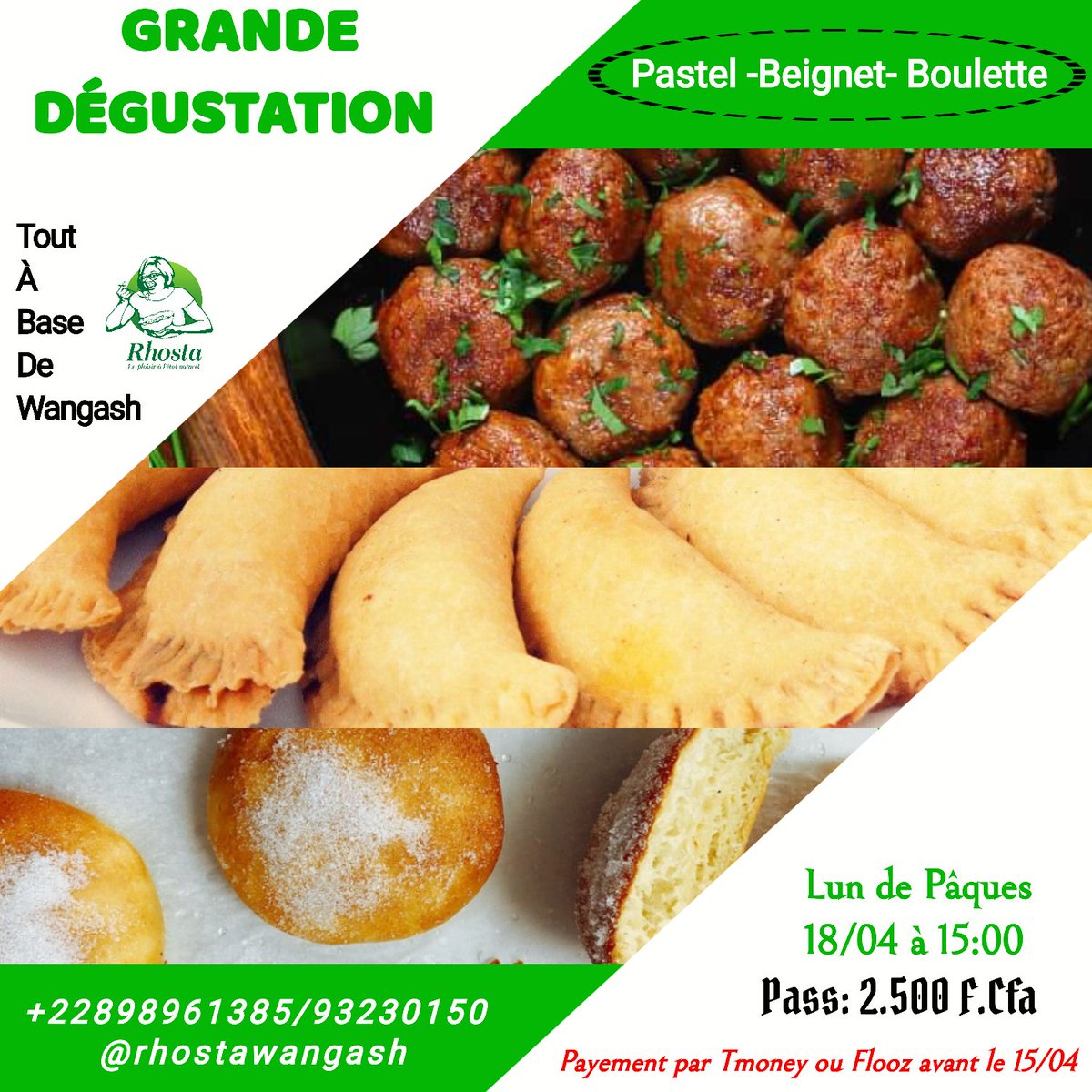 lamarquerhosta's tweet photo. De très belles surprises vous attendent avec #Rhosta.
Le lundi prochain, sera organisée une scéance de dégustation de nos nouveaux produits ''Pastels, Beignets et Boulettes '' tout ceci à base Rhosta Wangash (fromage naturel à base du lait de vache)
#wangashtorpro #TgTwittos https://t.co/xRnsw59wwK