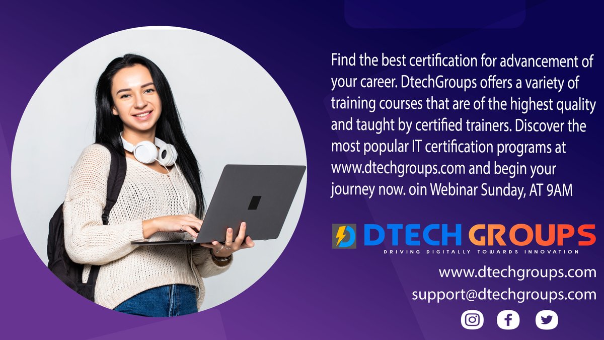 DtechgroupsM's tweet image. Find the best certification for advancement of your career. Discover the most popular IT certification programs at dtechgroups.com and begin your journey now.
#career #training #quality #certification #twitter #dtech #course #itcertification