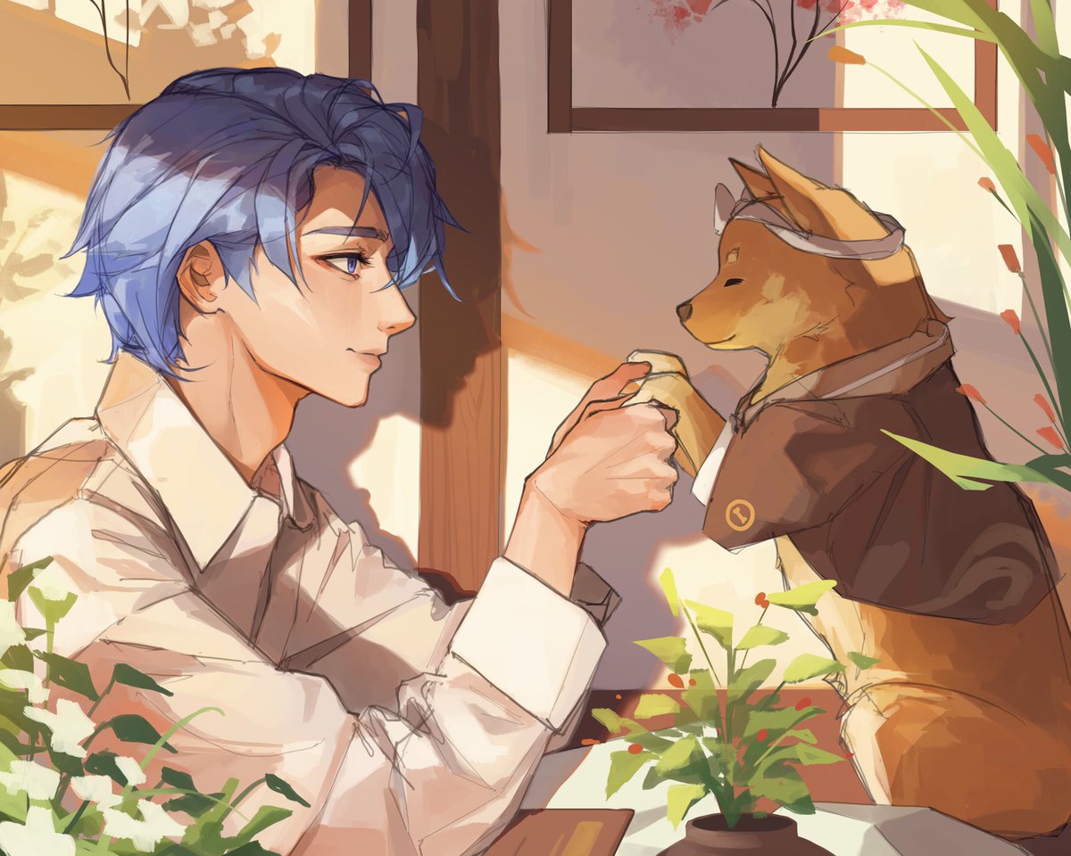 lumiphi_art's tweet photo. Taking a break from the paperwork 🐶 

#Ayato #genshin #genshinimpact #原神 https://t.co/oYAn5Z3HsE