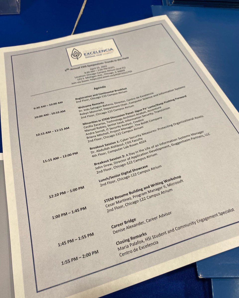 AurelioOnCampus's tweet photo. Happening Now: 5th annual #CSIS annual symposium sponsored by Centro de Excelencia at @NationalLouisU with participation from @NLU_Wheeling and guests from @mortoncollege! This event is hybrid, in-person and remote. #STEM #DiversityInSTEM #Latinx #LatinxSTEM https://t.co/Yj55hnJjlL