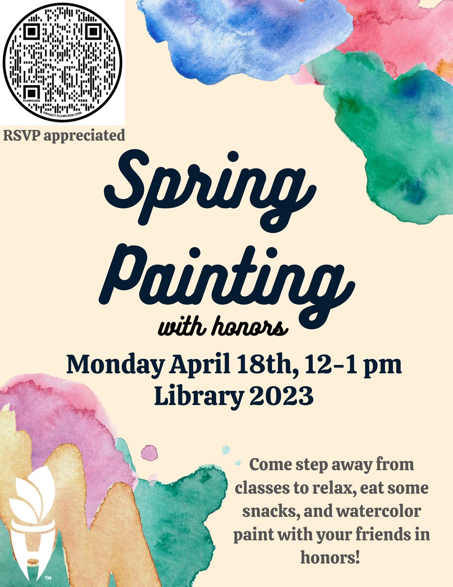 UWECHonors's tweet image. Contribute to your emotional well-being and  improve your problem-solving skills by painting! Join HNRS 100 on Monday, 04/18! Take an hour out of your day to unwind, mingle, and get in touch with your creative side. #uwechonors #art #painting