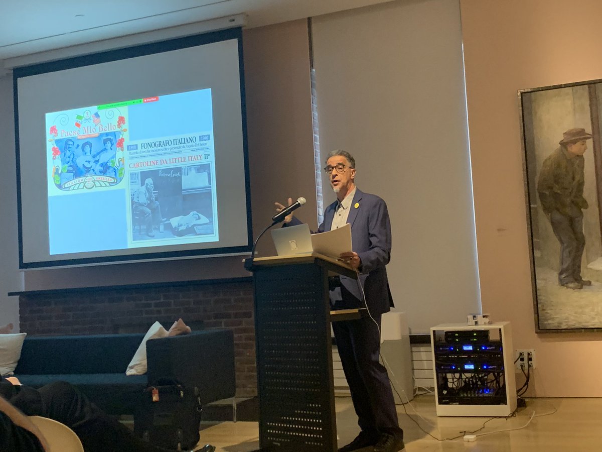 CalandraItal's tweet photo. What a special nite @ItalianModArt with Dr. @Josephsciorra presenting on #Italianimmigrant music, store owner Ernie Rossi of #littleitaly, and #martinscorsese (via Zoom) offering his thoughts on the need to preserve #italianamerican musical history. https://t.co/TNJrNSGkYF