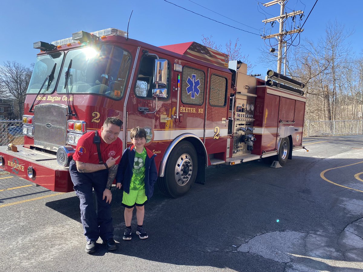 Our second graders received a special visit from the Exeter Fire Department today to celebrate Stop, Drop &amp; Read. Thank you to EFD!