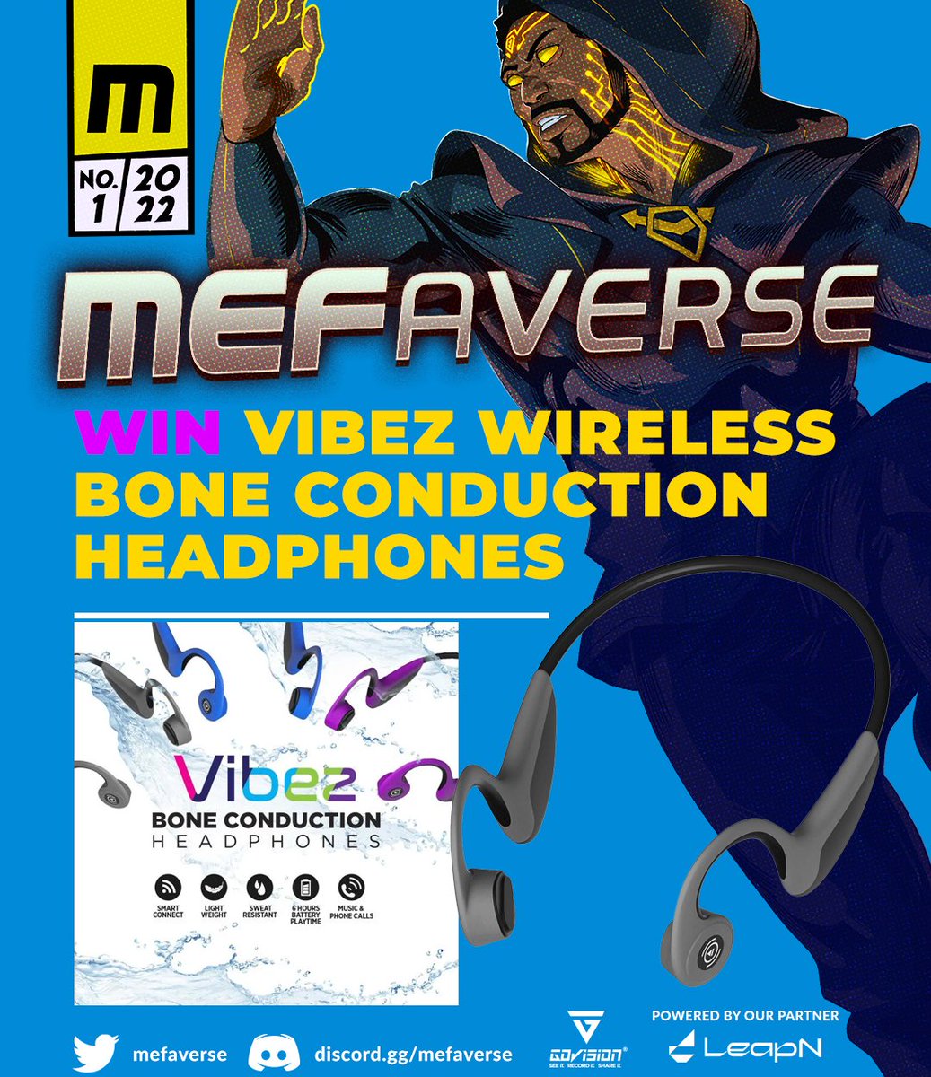 We are giving away 1 pair of Vibez Wireless Headphones and a #MEFaverse PFP, in order to qualify you must.
Follow <a href="/mefaverse/">RockWildₘ₂</a> 
Follow <a href="/GoVisionUSA/">GoVisionUSA</a> 

Like ,RT, and Tag 3 friends and follow us on Discord discord.gg/mefaverse

We'll announce the winner in Discord in 72 Hours