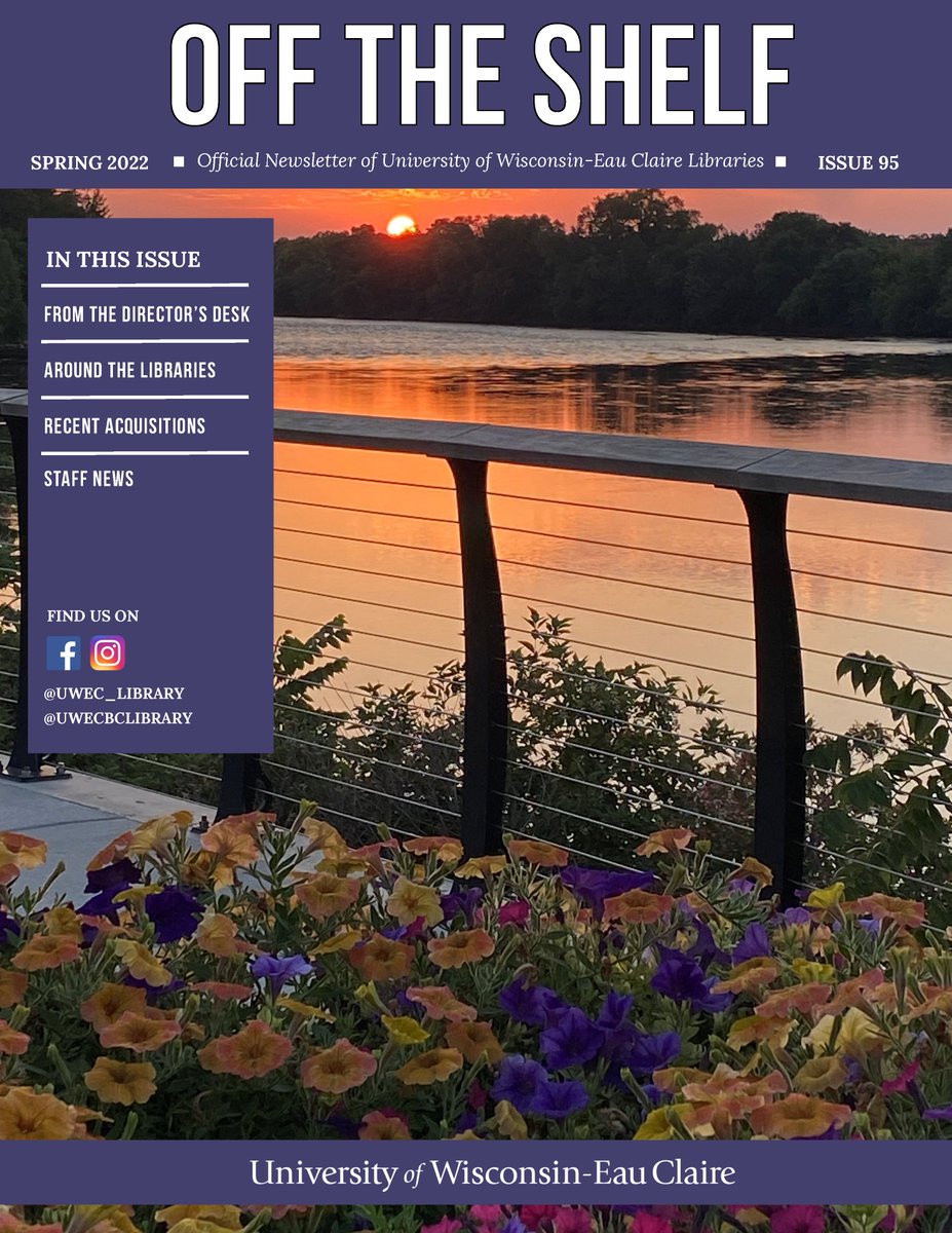 uwec_library's tweet image. 📚 The @UWEauClaire libraries&apos; annual newsletter, Off the Shelf, is now available online.

Learn about our new banned book club, recent acquisitions to the popular reading collection, and more! &amp;gt;&amp;gt; library.uwec.edu/about-us/off-t…