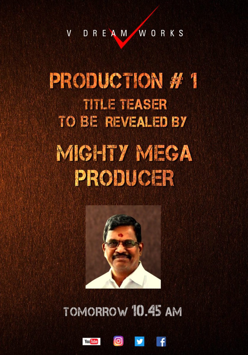 Actor Kayal Devaraj (@kayaldevaraj) on Twitter photo <a href="/Dir_nirmalkumar/">Nv nirmalkumar</a>'s next <a href="/worksvdream/">vdream works</a> Production No.1 Title and First Look to be revealed by Mega Producer <a href="/theVcreations/">Kalaippuli S Thanu</a> #KalaippuliSThanu
<a href="/Ganeshchandhrra/">Ganeshchandhrra DOP</a> <a href="/SPRSethupathi/">SP RAJA SETHUPATHI</a> <a href="/GavaskarAvinash/">Gavaskar Avinash</a> <a href="/govindkarup/">Govind Karup</a> <a href="/kambamsankar/">kambam Sankar</a> <a href="/onlynikil/">Nikil Murukan</a> <a href="/Dir_nirmalkumar/">Nv nirmalkumar</a>'s next <a href="/worksvdream/">vdream works</a> Production No.1 Title and First Look to be revealed by Mega Producer <a href="/theVcreations/">Kalaippuli S Thanu</a> #KalaippuliSThanu
<a href="/Ganeshchandhrra/">Ganeshchandhrra DOP</a> <a href="/SPRSethupathi/">SP RAJA SETHUPATHI</a> <a href="/GavaskarAvinash/">Gavaskar Avinash</a> <a href="/govindkarup/">Govind Karup</a> <a href="/kambamsankar/">kambam Sankar</a> <a href="/onlynikil/">Nikil Murukan</a>