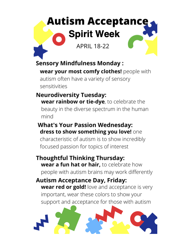 JIAonline's tweet photo. Please join us in recognizing Autism Awareness next week by participating in Jenison's Autism Acceptance Spirit Week. See the attached document for more details. #jiapride #WildcatWay https://t.co/YrOUxqakHJ