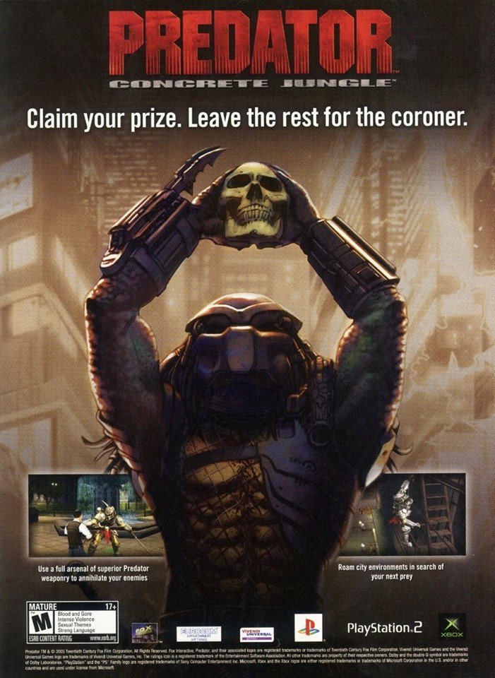 avpgalaxy's tweet photo. Today marks the 17th anniversary of the EU release of Predator: Concrete Jungle on the original Xbox and PlayStation 2! It would later be released in the US on the 26th of April. #PredatorConcreteJungle #Predator #Yautja #Eurocom #Vivendi #AlienvsPredator #AliensvsPredator https://t.co/XGpuDfNgLh