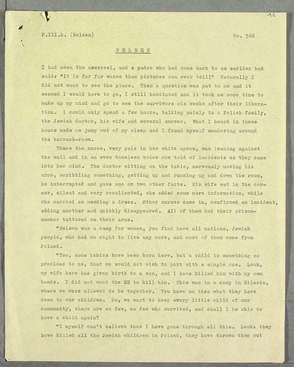 wienerlibrary's tweet photo. "It is far far worse than pictures can ever tell!" This account was written after the liberation of Bergen-Belsen. The anonymous author reports on his visit to the former Nazi concentration camp to collect eyewitness accounts. #TestifyingToTheTruth https://t.co/abT6LcW923 https://t.co/yA0zwLxyqu